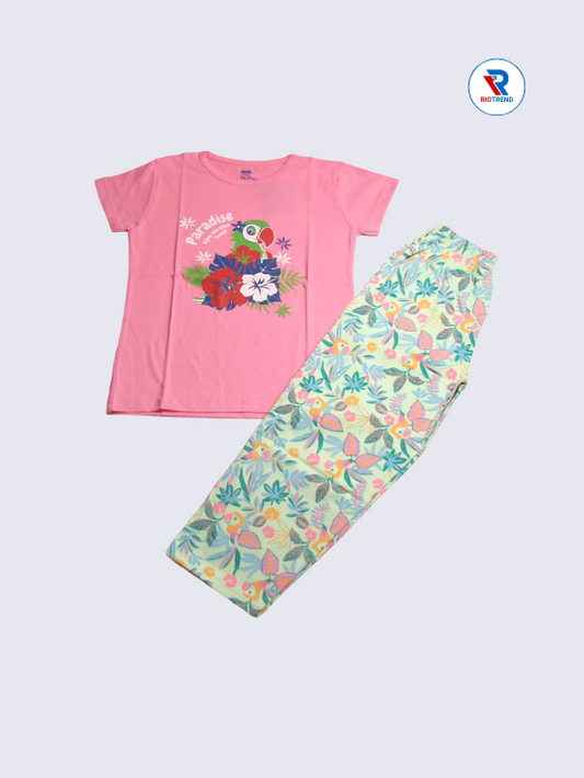 Girls Clothing Set: Cute Pink Graphic T-Shirt with Pants Outfit