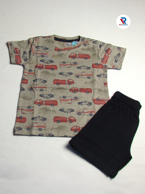 Fire truck design clothing set for baby boys aged 6-12 months, by RioTrend