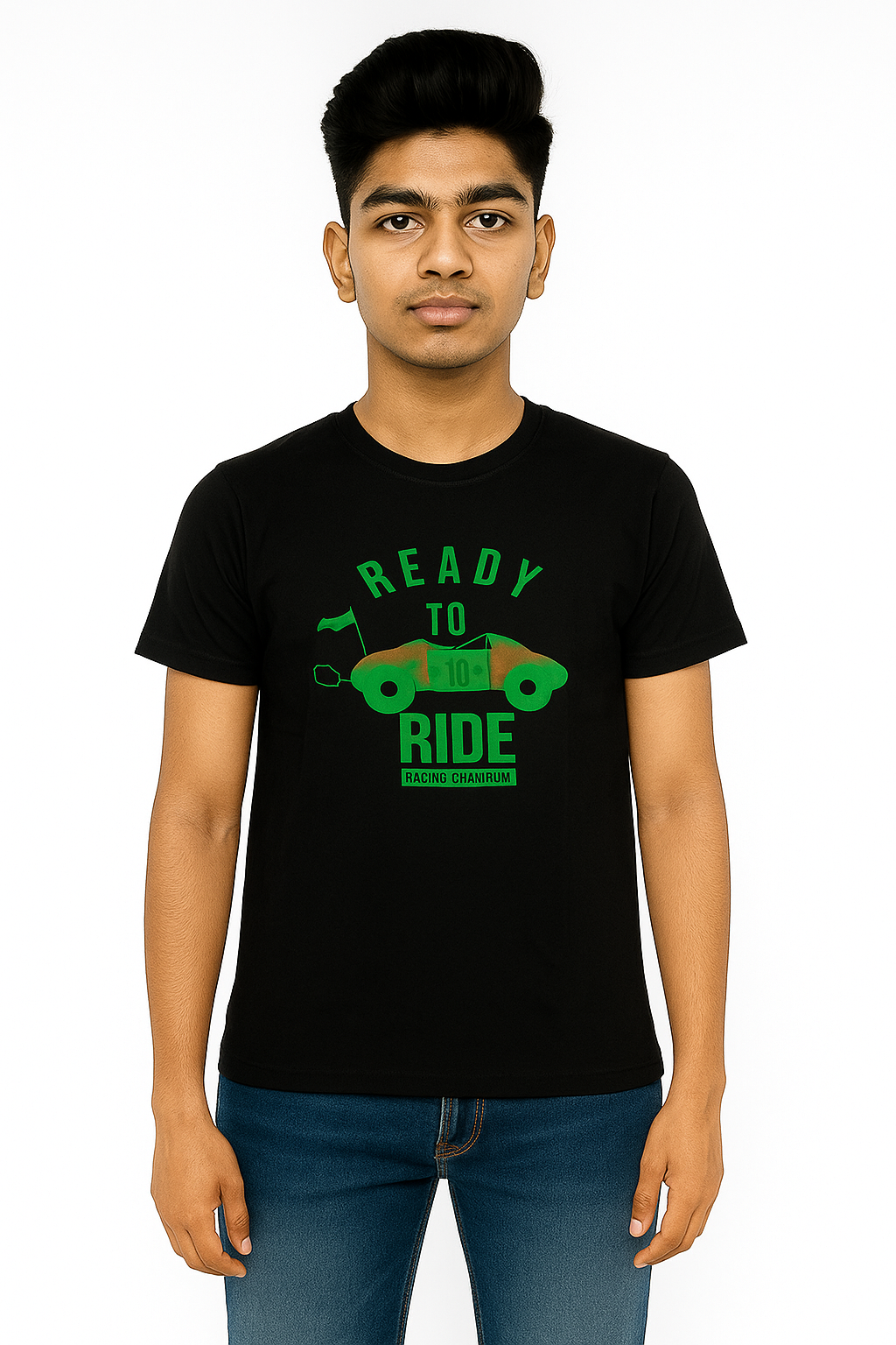 Boys' Cotton Half Sleeve Black T-Shirt