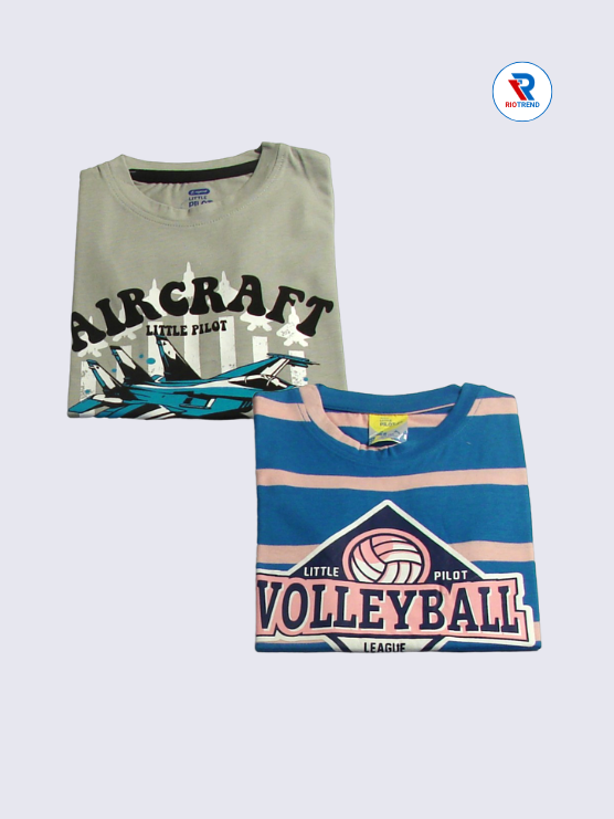 Boys Sleeveless Cotton T-Shirt Combo (Pack of 2) - Chic Cream and Blue Color