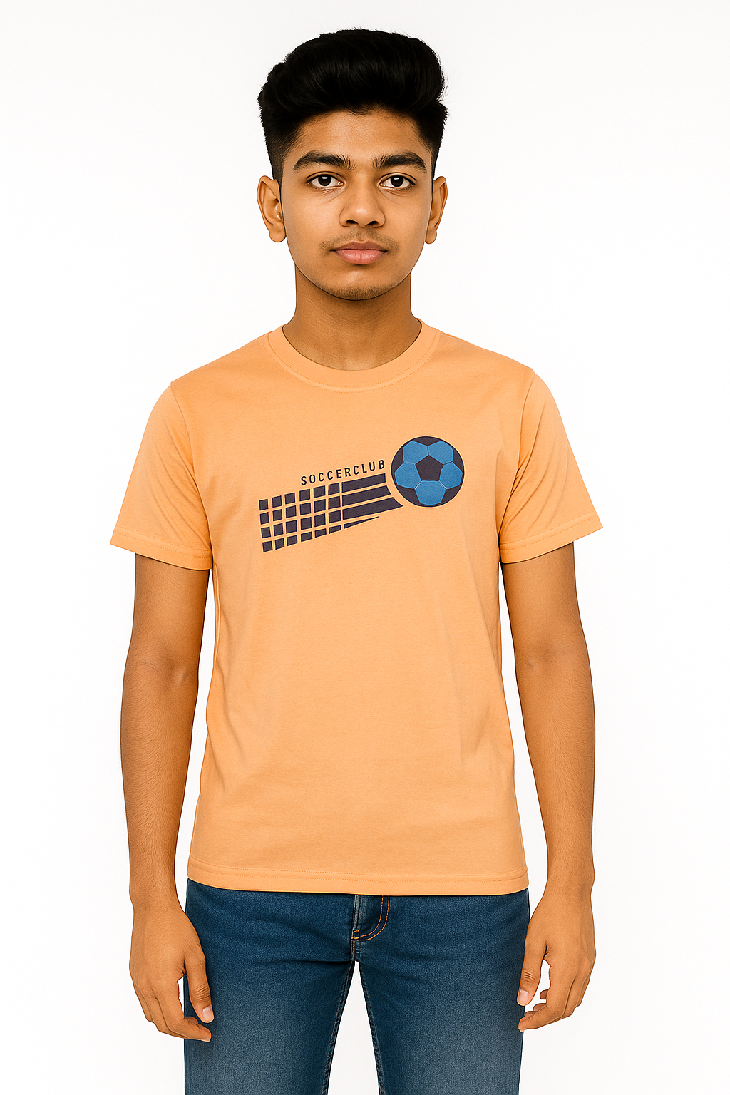 Boys' Cotton Half Sleeve T-Shirt Coral & Blue
