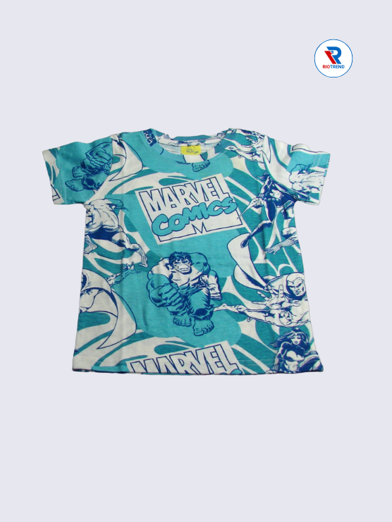 Boys Co-Ord T-Shirt 02-03Yrs Cyan and White Color RioTrend
