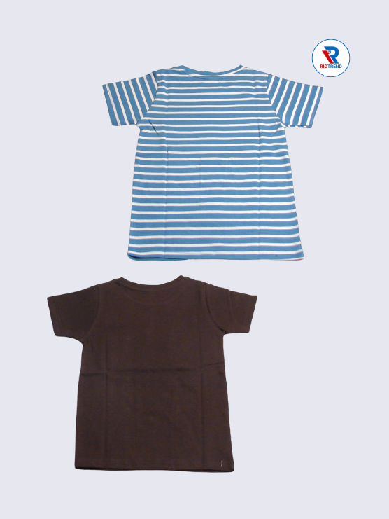 Boys Half Sleeve Cotton T-Shirt Combo (Pack of 2) - Warm Cadet Blue and Dark Burgundy Color