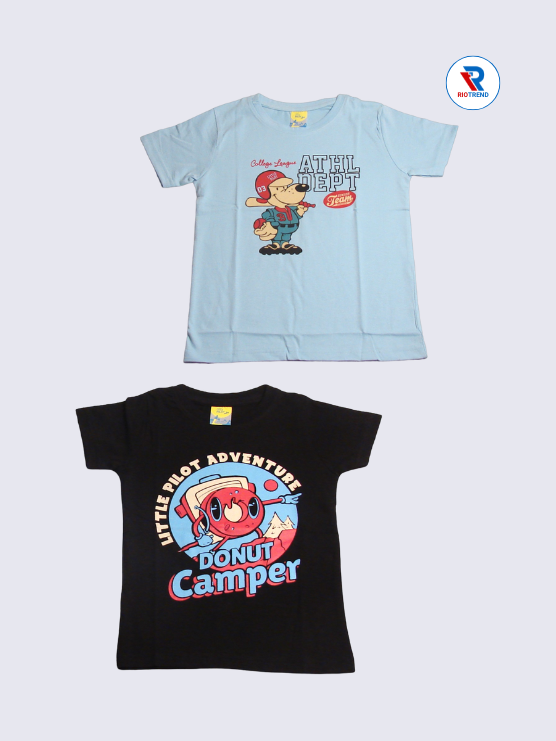 Boys Half Sleeve Cotton T-Shirt Combo (Pack of 2) - Energetic Light Steel Blue and Black Color