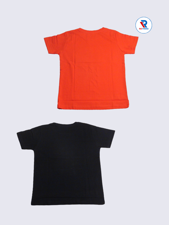 Boys Half Sleeve Cotton T-Shirt Combo (Pack of 2) - Stylish Mandarin Orange and Dark Charcoal Color