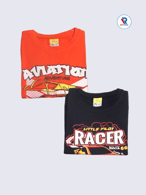Boys Half Sleeve Cotton T-Shirt Combo (Pack of 2) - Stylish Mandarin Orange and Dark Charcoal Color