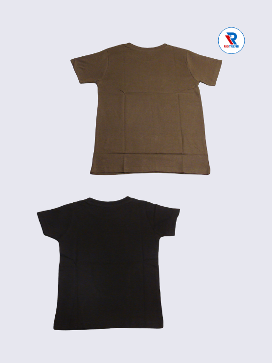 Boys Half Sleeve Cotton T-Shirt Combo (Pack of 2) - Classic Power Dark Brown and Black Color