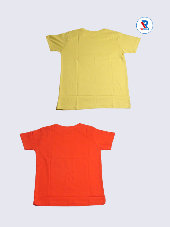 Boys Half Sleeve Cotton T-Shirt Combo (Pack of 2) - Energy Unleashed Goldenrod and Mandarin Orange Color