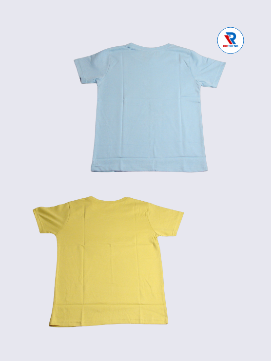 Boys Half Sleeve Cotton T-Shirt Combo (Pack of 2) - Dynamic Duo Pastel Blue and Goldenrod Color