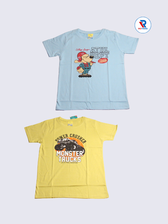 Boys Half Sleeve Cotton T-Shirt Combo (Pack of 2) - Dynamic Duo Pastel Blue and Goldenrod Color