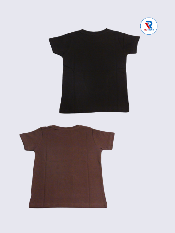Boys Half Sleeve Cotton T-Shirt Combo (Pack of 2) - Playful Spirit Black and Dark Sienna Color