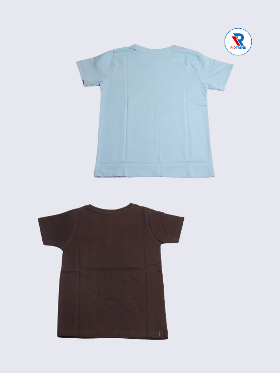 Boys Half Sleeve Cotton T-Shirt Combo (Pack of 2) - Classic Style Light Steel Blue and Dark Burgundy Color