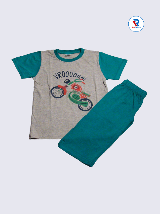 Boys 3/4th Set 05-06Yrs Gray and Dark Green Color RioTrend