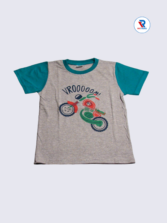 Boys 3/4th T-Shirts 05-06Yrs Gray and Dark Green Color RioTrend