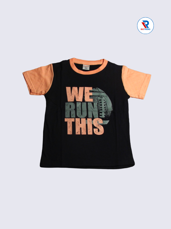 Boys 3/4th T-Shirts 05-12Yrs Dark Blue and Coral Color RioTrend