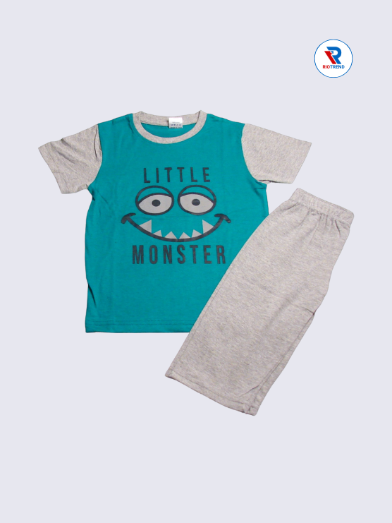 Boys 3/4th Set 05-12Yrs Green and Gray Color RioTrend