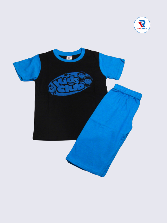 Boys 3/4th Set 05-12Yrs Black and Light Blue Color RioTrend