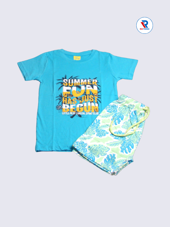 Boys Set 05-06Yrs Cyan and Light Green Color RioTrend