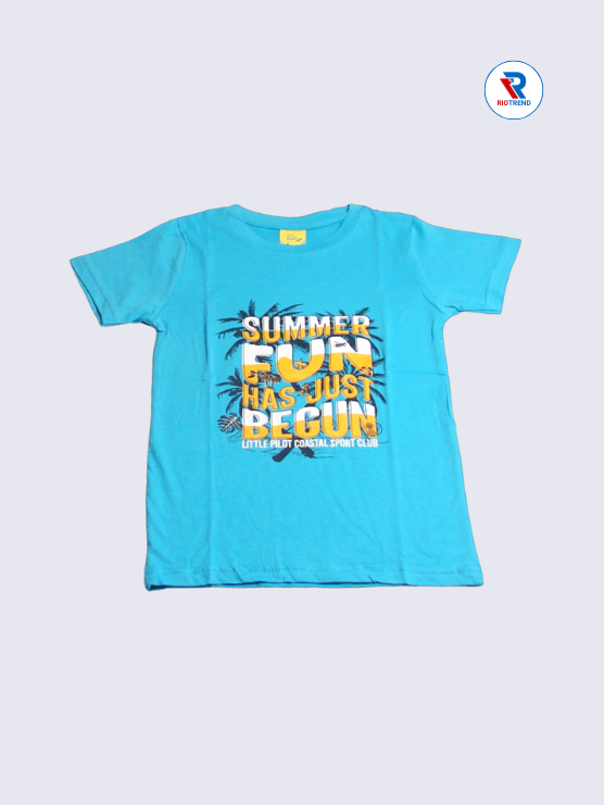 Boys T-Shirt 05-06Yrs Cyan and Light Green Color RioTrend