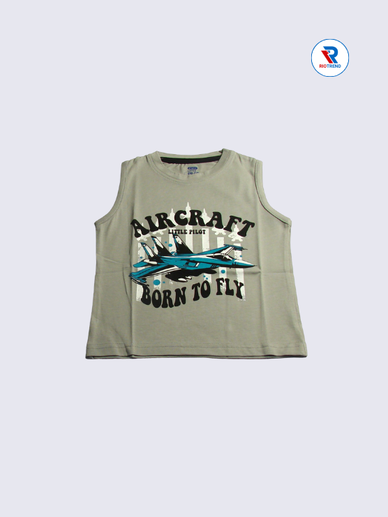 Boys T-Shirt 02 to 08yrs in Cream with Blue Color(Front)-RioTrend