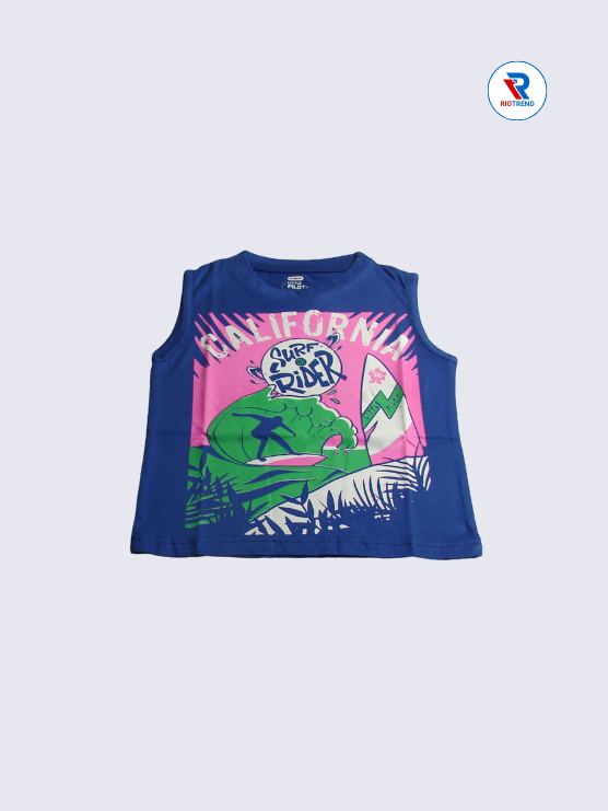Boys T-Shirt 02 to 10yrs in Blue with Pink Color(Front)-RioTrend