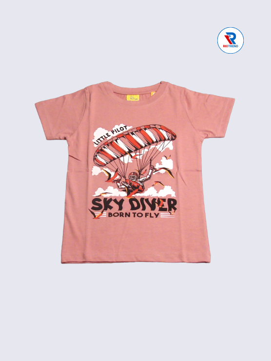 Boys T-Shirt 03 to 08yrs in Coral Pink Color(Front)-RioTrend