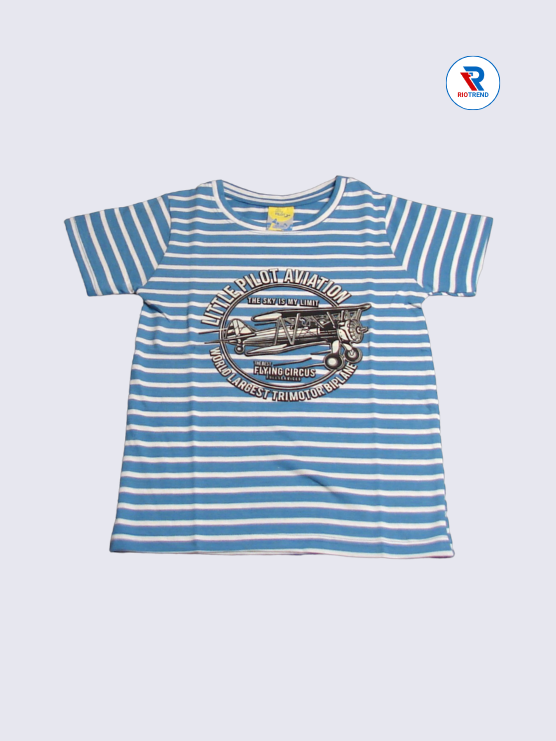 Boys T-Shirt 05 to 08yrs in Cadet Blue Color(Front)-RioTrend