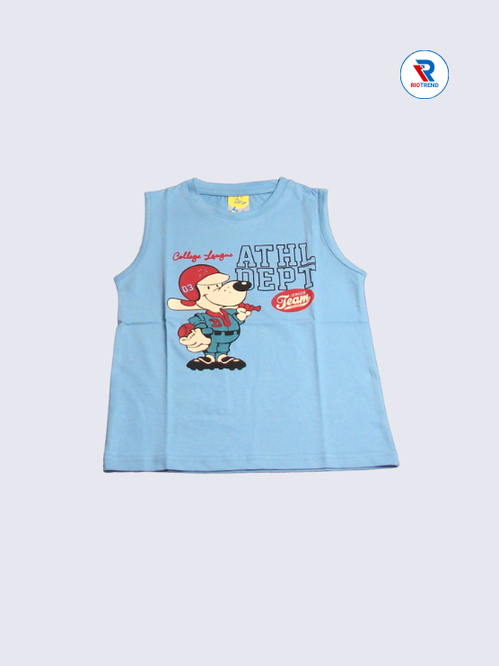 Boys T-Shirt 05 to 10yrs in Steel Blue with Red Color(Front)-RioTrend
