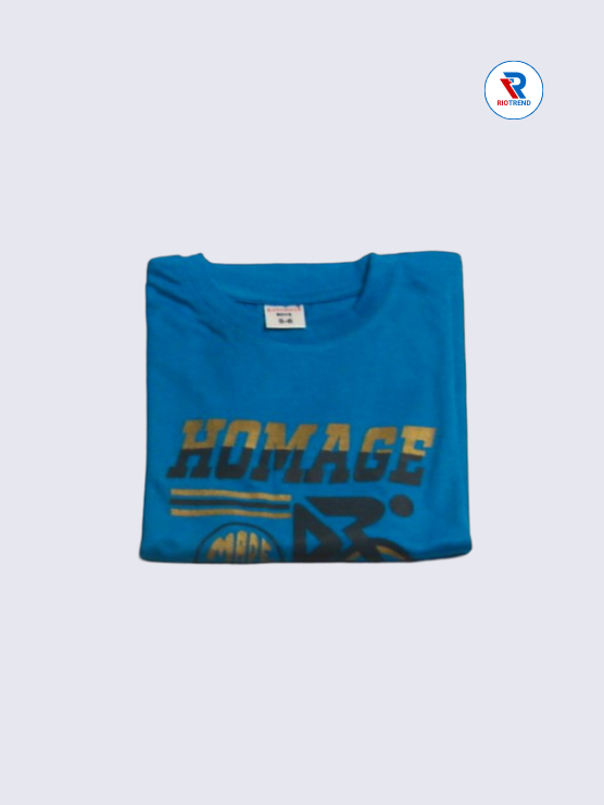 Boys T-Shirt 05 to 12yrs in Blue with Yellow Color(Folded)-RioTrend