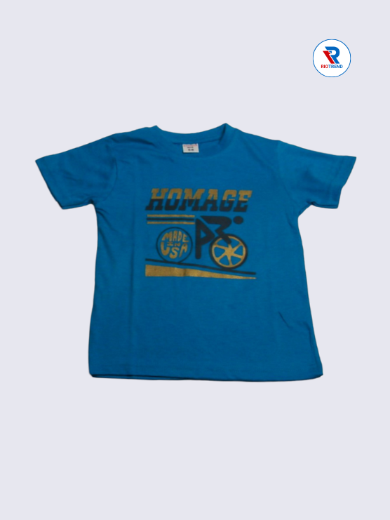 Boys T-Shirt 05 to 12yrs in Blue with Yellow Color(Front)-RioTrend