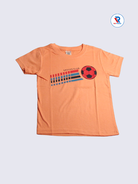 Boys T-Shirt 05 to 12yrs in Coral Color(Front)-RioTrend