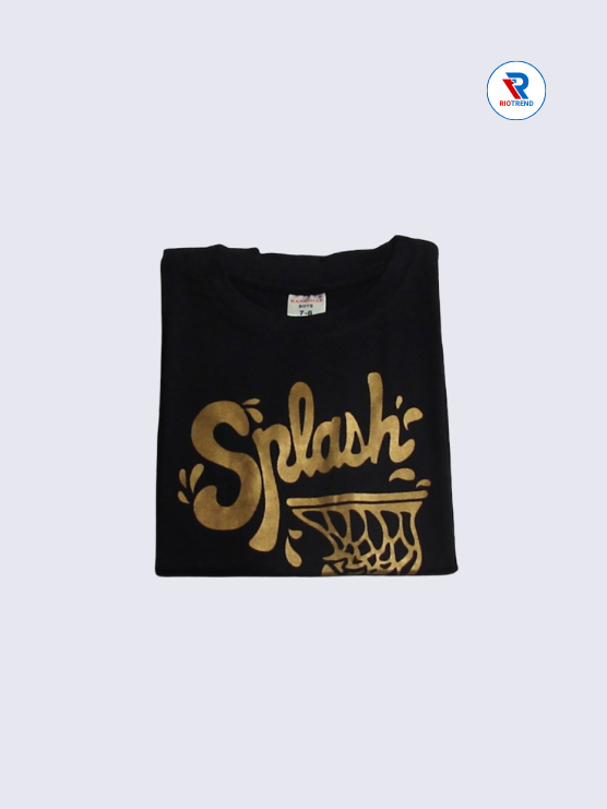 Boys T-Shirt 07-08yrs in Black with Gold Color(Folded)-RioTrend