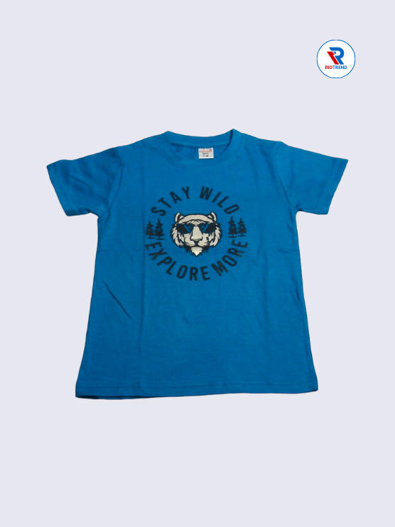 Boys T-Shirt 07-08yrs in Blue and White Color(Front)-RioTrend