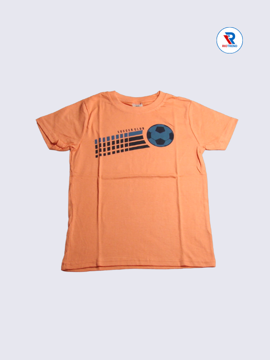 Boys T-Shirt 07-08yrs in Coral with Blue Color(Front)-RioTrend
