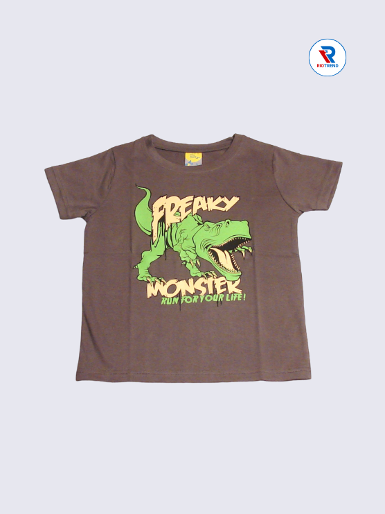 Boys T-Shirt 07-08yrs in Raisin Black Color(Front)-RioTrend