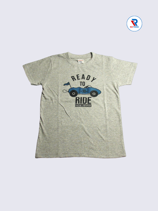 Boys T-Shirt 07-08yrs in Gray with Blue Color(Front)-RioTrend