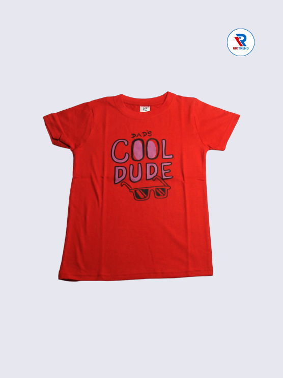 Boys T-Shirt 07-08yrs in Red with Pink Color(Front)-RioTrend