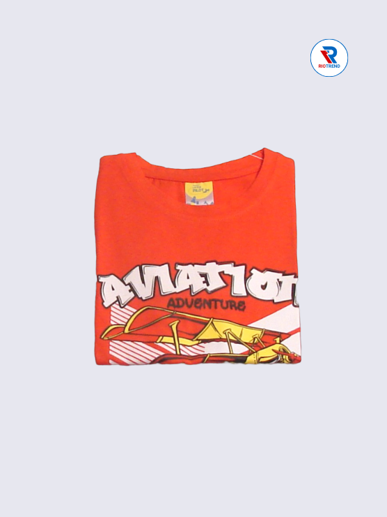 Boys T-Shirt 09 to 10yrs in Mandarin Orange Color(Folded)-RioTrend