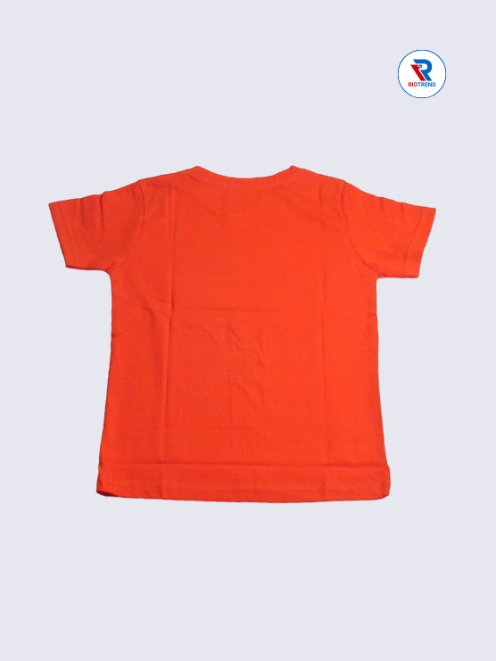 Boys T-Shirt 09 to 10yrs in Mandarin Orange Color(Back)-RioTrend
