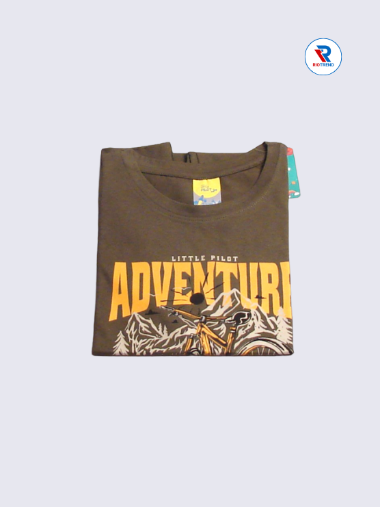 Boys T-Shirt 11 to 12yrs in Dark Brown Color(Folded)-RioTrend