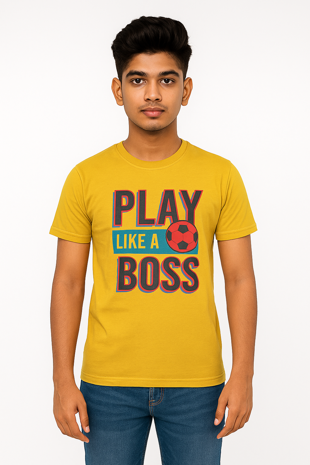 Boys' Cotton Half Sleeve T-Shirt Yellow