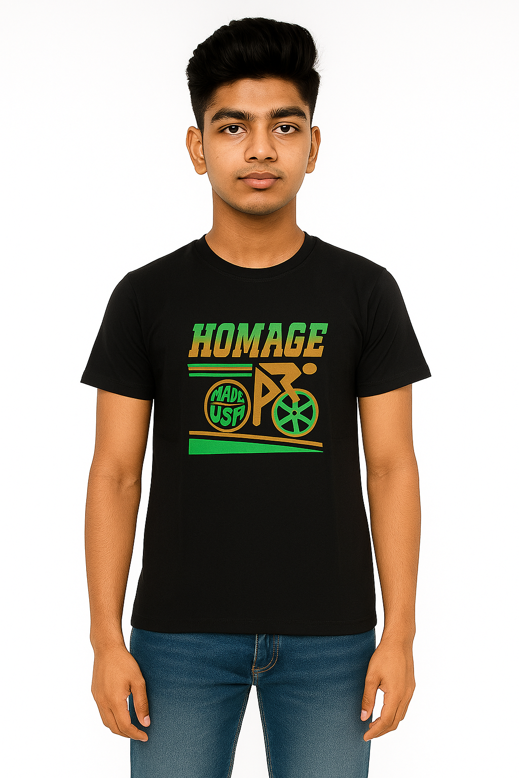 Boys' Cotton Half Sleeve T-Shirt Black & Green
