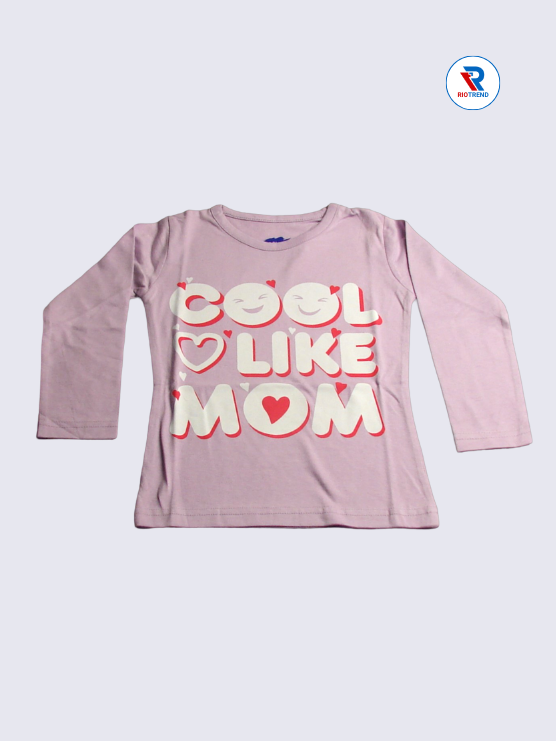 Girls Full Sleeve T-Shirt 02-03yrs in Mauve Color(Front)-RioTrend