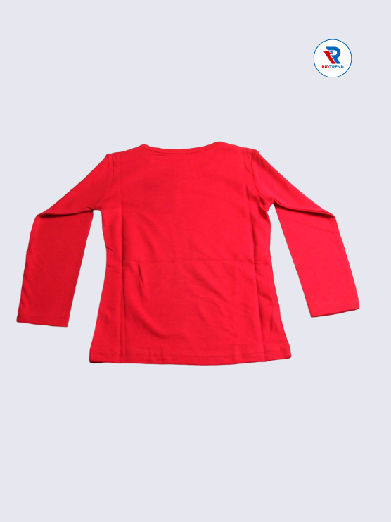 Girls Full Sleeve T-Shirt 02 to 12yrs in Dark Pink Color(Back)-RioTrend