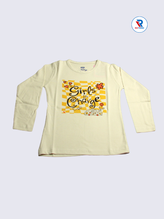 Girls Full Sleeve T-Shirt 03 to 06yrs in Cream Color(Front)-RioTrend