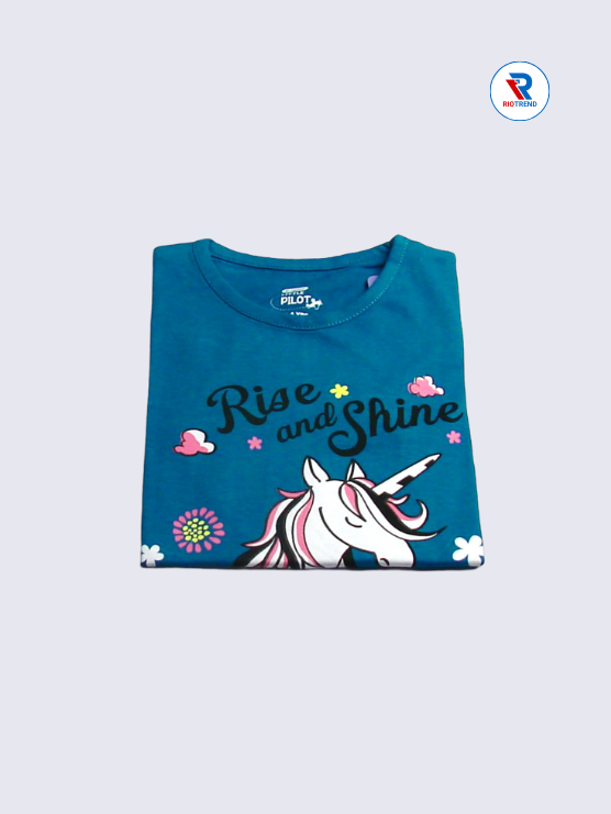 Girls Full Sleeve T-Shirt 03 to 08yrs in Blue Color(Folded)-RioTrend
