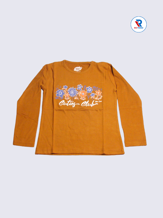 Girls Full Sleeve T-Shirt 03 to 08yrs in Copper Color(Front)-RioTrend