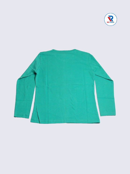 Girls Full Sleeve T-Shirt 03 to 08yrs in Seafoam Green Color(Back)-RioTrend