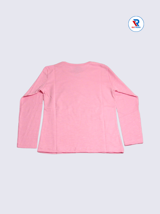 Girls Full Sleeve T-Shirt 03 to 14yrs in Carnation Pink Color(Back)-RioTrend