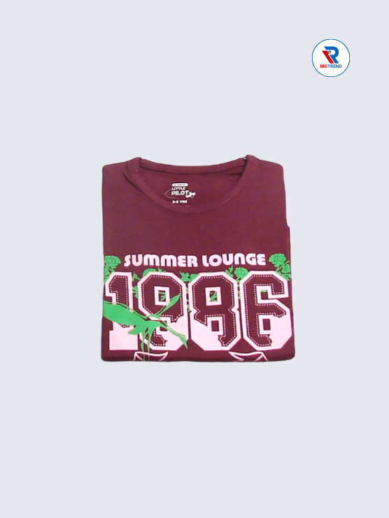 Girls Full Sleeve T-Shirt 05-06yrs in Deep Ruby Color(Folded)-RioTrend